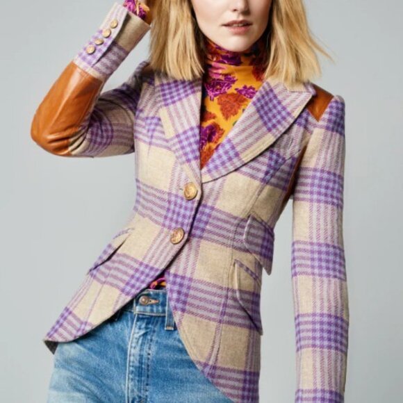 NWT Smythe Rifle Patch Equestrian Orchid Plaid Blazer - 6 - Picture 1 of 6